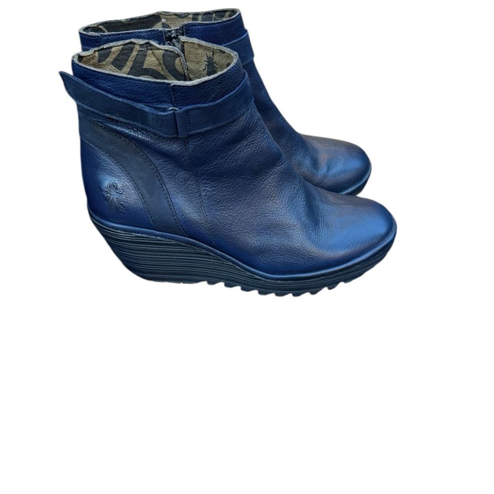 Fly LondonBlue Leather Ankle Boots. Size 10 - Picture 2 of 10